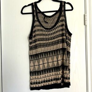 RACHEL ROY SIGNATURE linen blend top black and tan top size xl